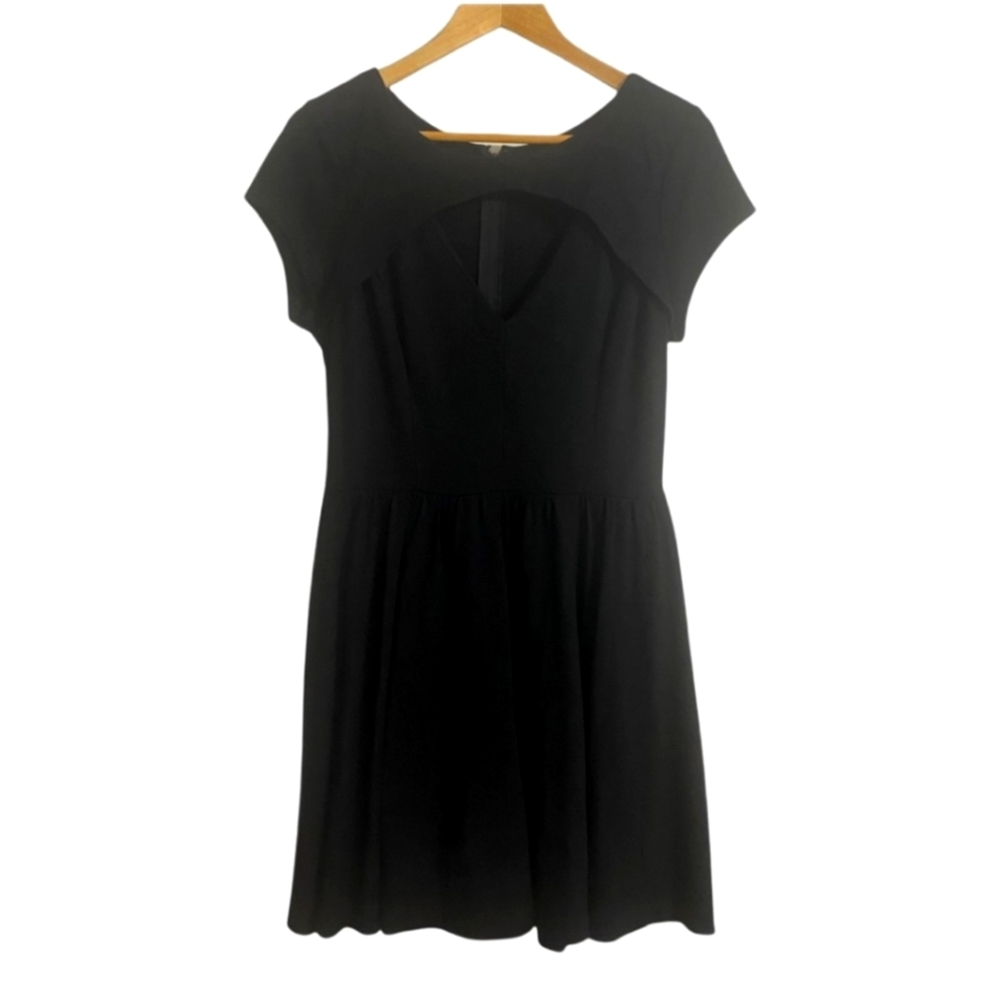 Guess Black Fit & Flare Skater Dress with Cut Out Overlay Neckline Women Size L